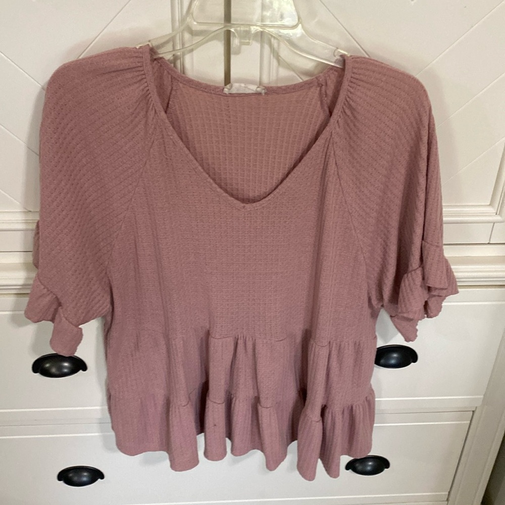 Altard State | tiered ruffle waffle knit top